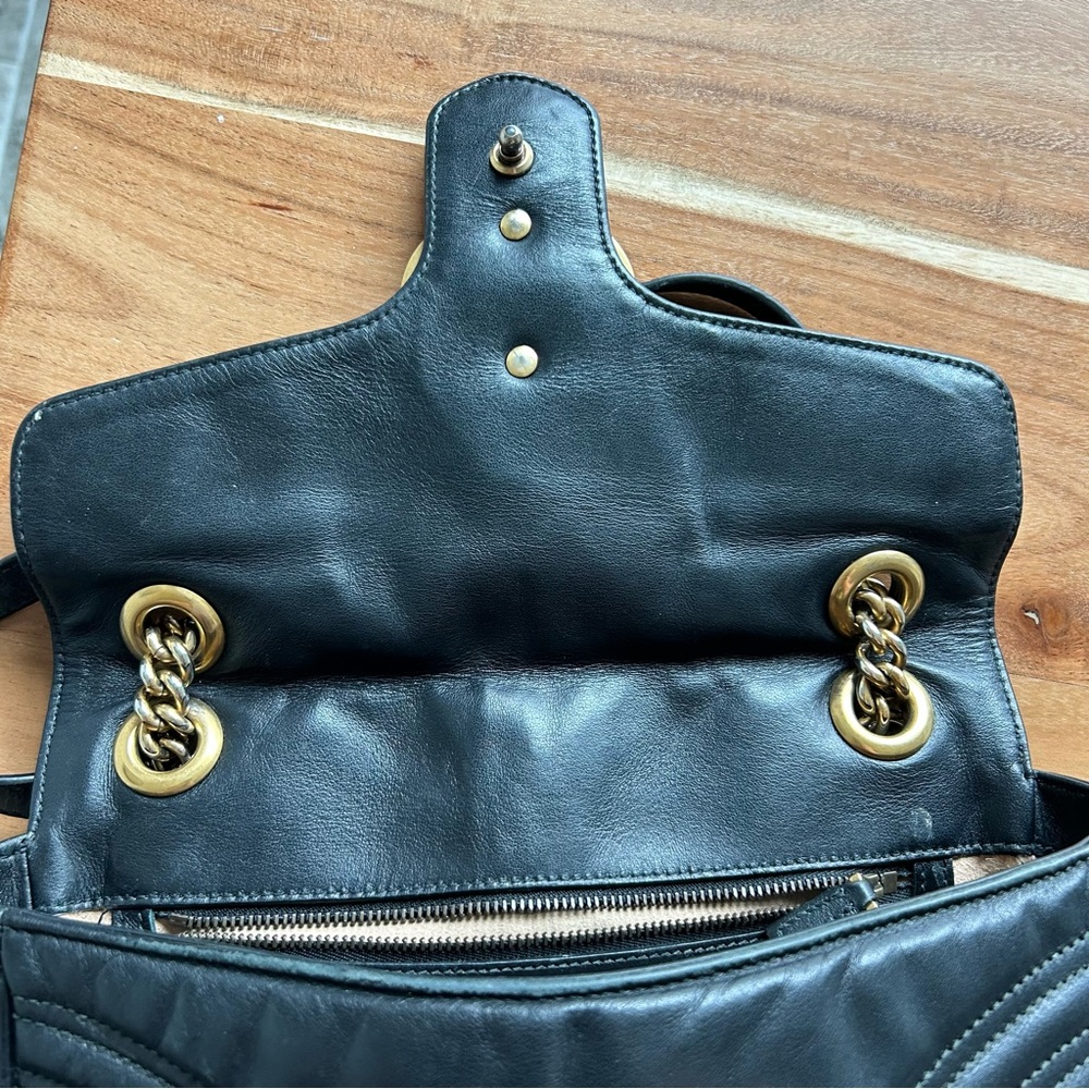 Authentic Gucci GG Marmont Small Shoulder Bag Black - Picture 10 of 16